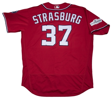 2017 Stephen Strasburg Game Used Washington Nationals Red Alternate Jersey Photo Matched To 3 Games (Sports Investors)